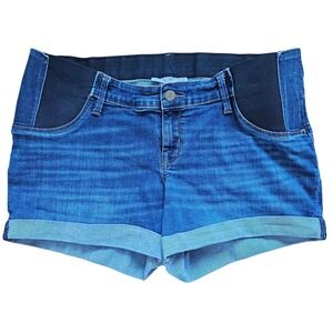 Isabel Maternity Cuffed Denim‎ Shorts 10/30 Stretch Panel Waist Summer